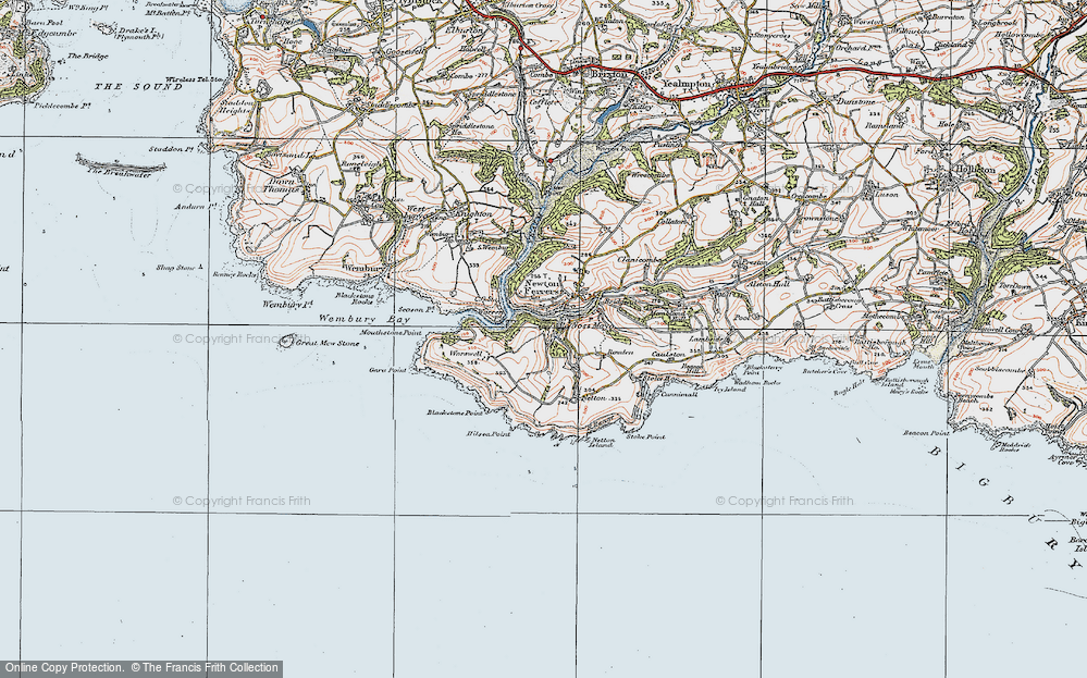 Old Map of Noss Mayo, 1919 in 1919