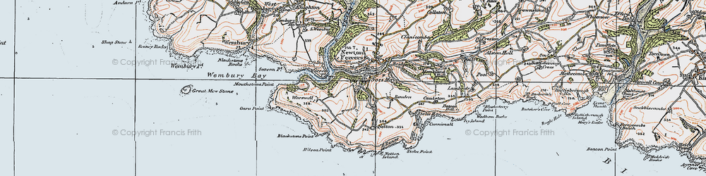 Old map of Noss Mayo in 1919