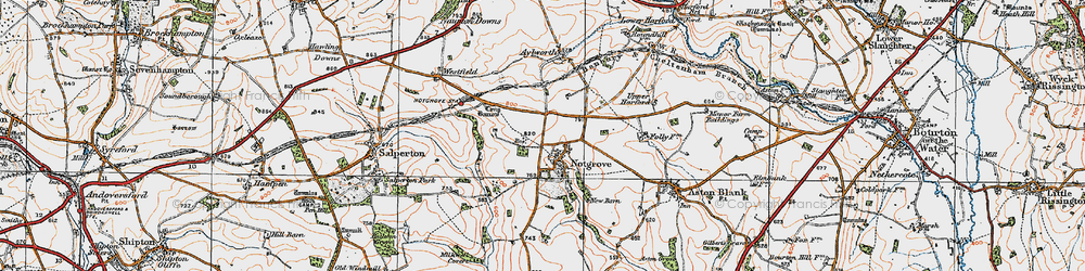 Old map of Notgrove in 1919