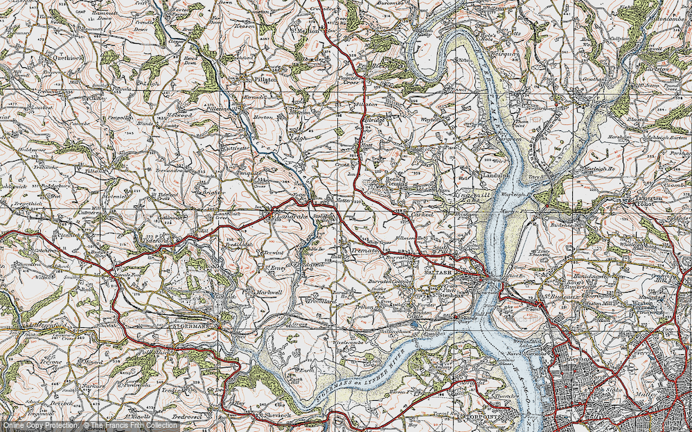Old Map of Notter, 1919 in 1919