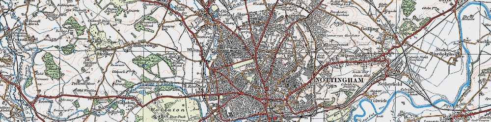 Old map of Nottingham in 1921