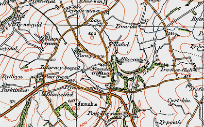 Old map of Afon Hirwaun in 1923