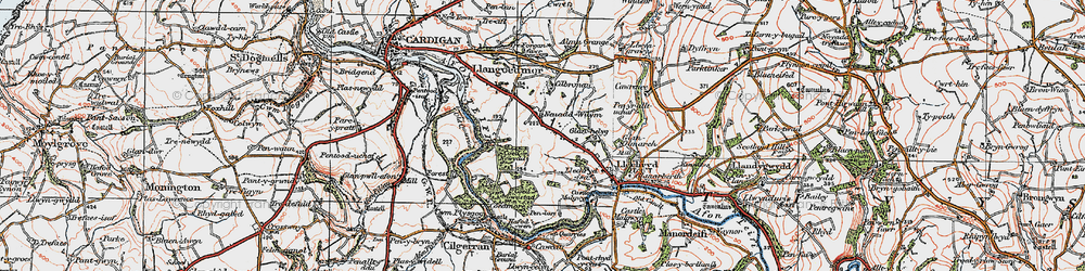 Old map of Noyadd Wilym in 1923