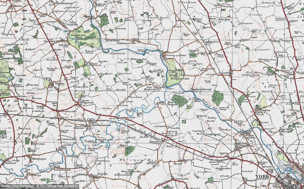 Old Map of Nun Monkton, 1924 in 1924