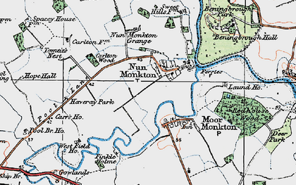 Old map of Nun Monkton in 1924