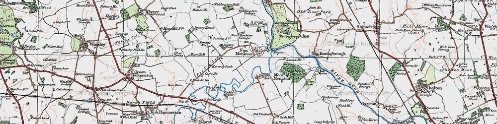 Old map of Nun Monkton in 1924