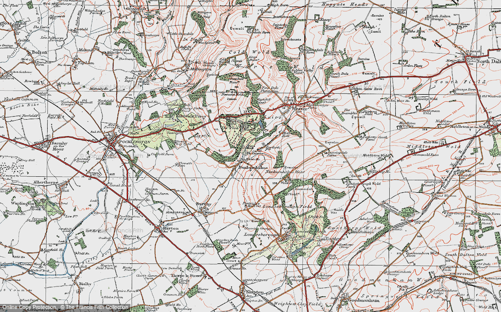 Old Map of Historic Map covering Bratt Wood in 1924