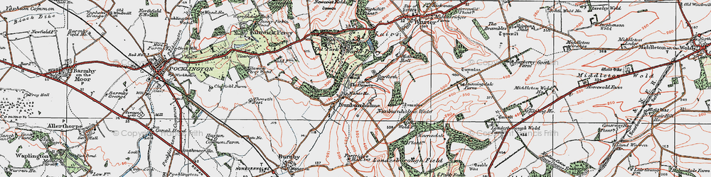 Old map of Nunburnholme in 1924