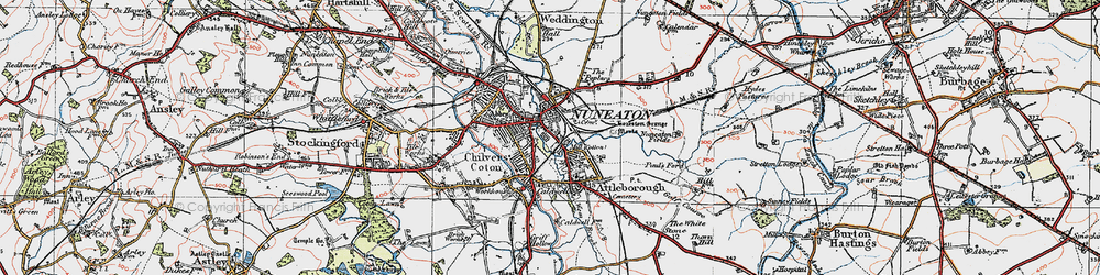 Old map of Nuneaton in 1920