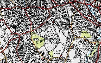 Old map of Nunhead in 1920