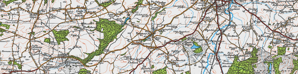 Old map of Nunney in 1919