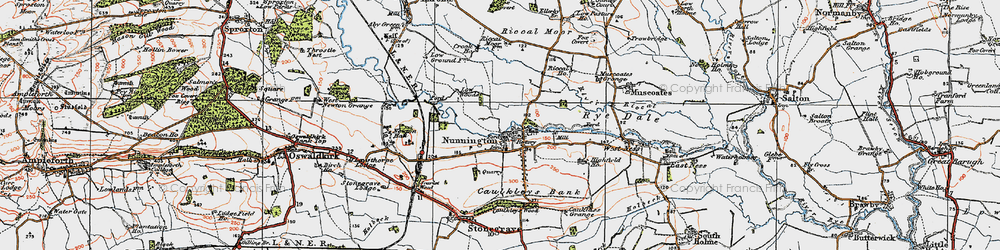 Old map of Nunnington in 1925