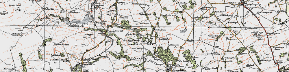 Old map of Wingates Wholme in 1925