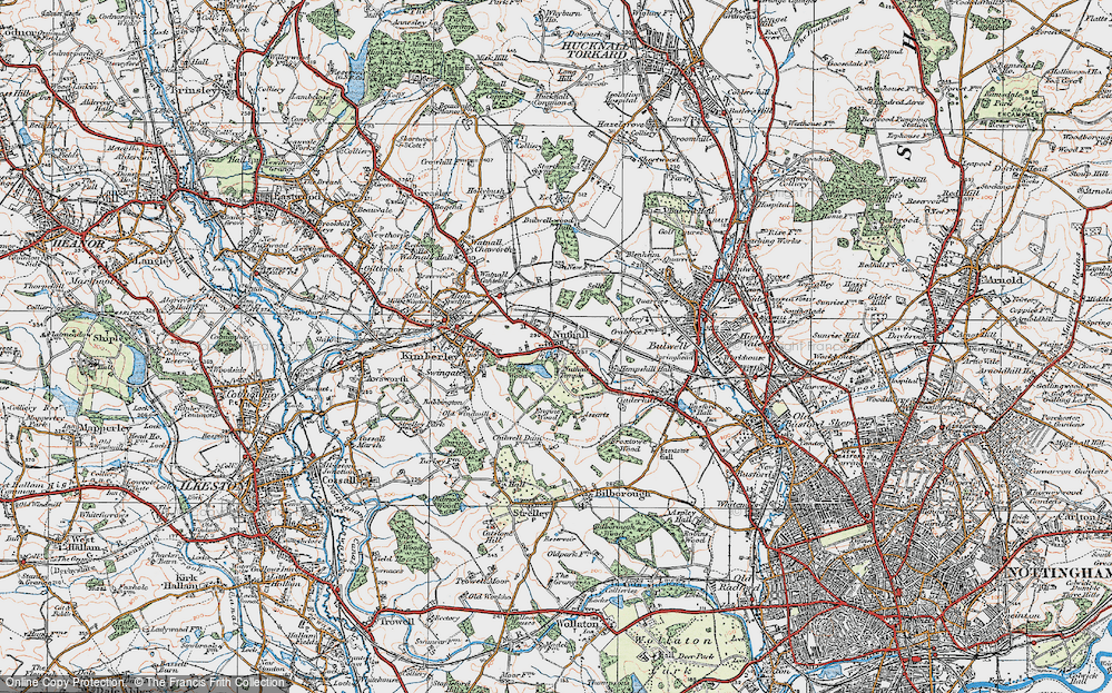 Old Map of Nuthall, 1921 in 1921