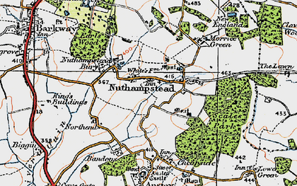 Old map of Nuthampstead in 1920
