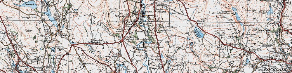 Old map of Nuttall in 1924