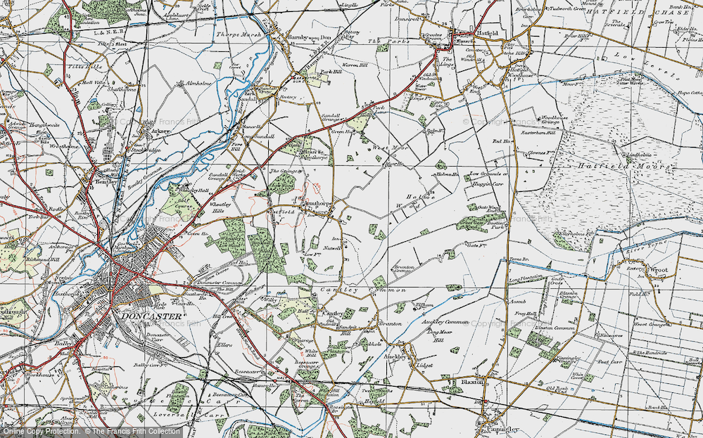 Old Map of Historic Map covering Branton Grange in 1923