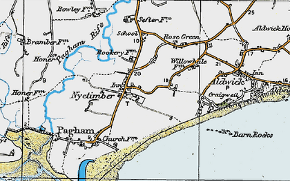 Old map of Nyetimber in 1919