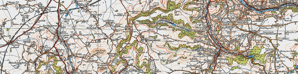 Old map of Nympsfield in 1919