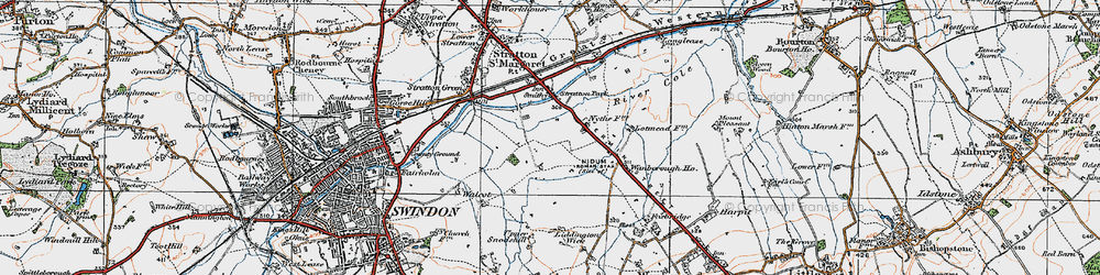 Old map of Nythe in 1919