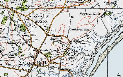 Old map of Hollesley Bay in 1921