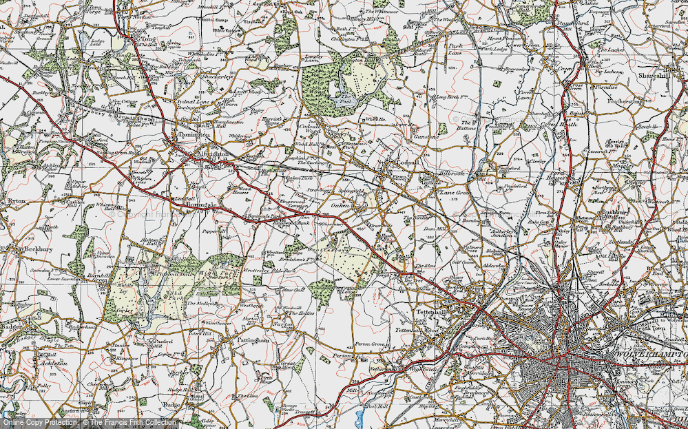 Old Map of Oaken, 1921 in 1921