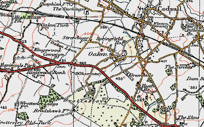 Old map of Oaken in 1921