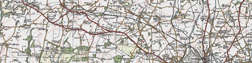 Old map of Oaken in 1921