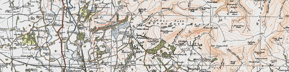 Old map of Bleasdale Moors in 1924