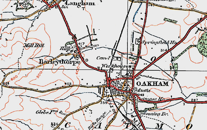 Old map of Oakham in 1921