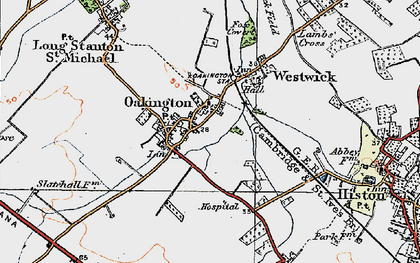 Old map of Oakington in 1920