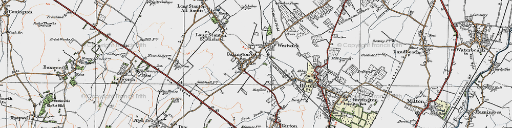 Old map of Oakington in 1920