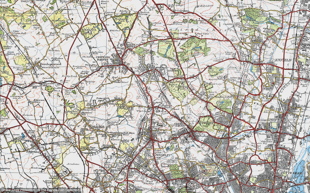 Old Map of Oakleigh Park, 1920 in 1920