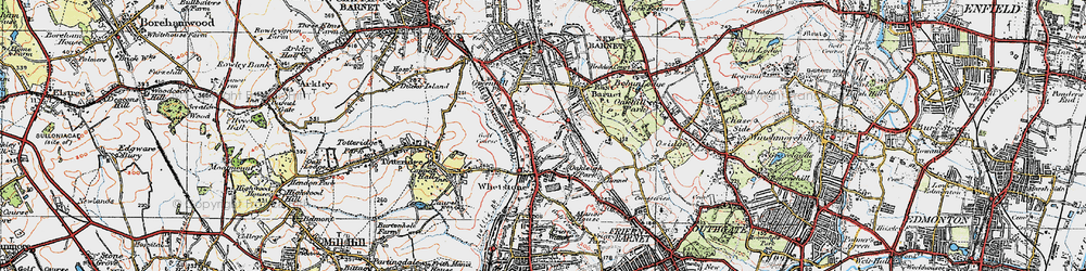 Old map of Oakleigh Park in 1920