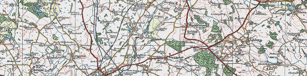 Old map of Oakley in 1921