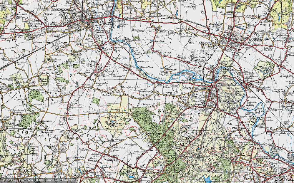 Old Map of Historic Map covering Braywood Ho in 1920