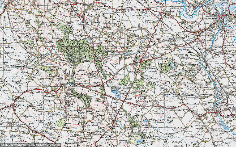 Old Map of Oakmere, 1923 in 1923