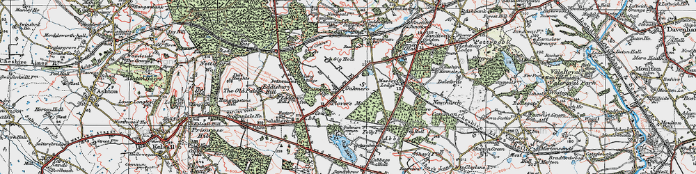 Old map of Oakmere in 1923