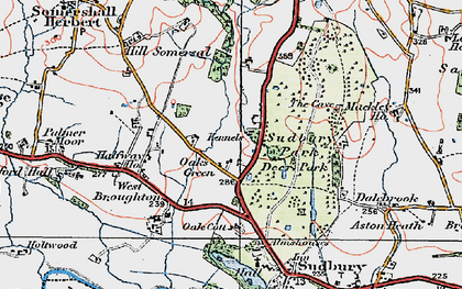 Old map of Oaks Green in 1921