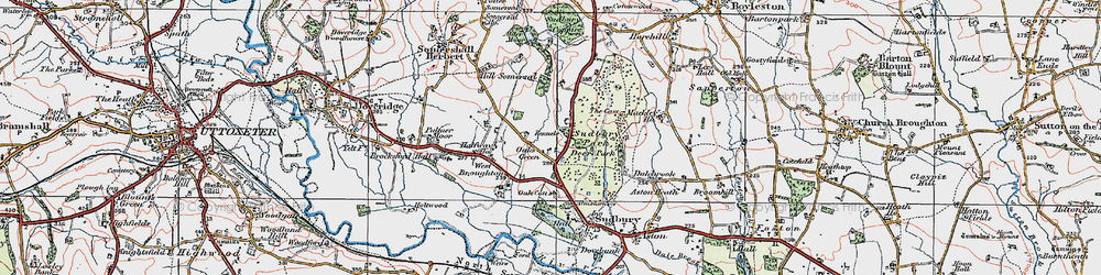 Old map of Oaks Green in 1921