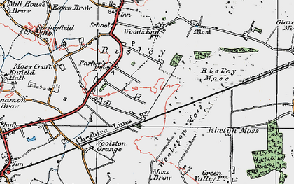 Old map of Woolston Moss in 1923