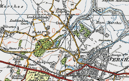 Old map of Oare in 1921