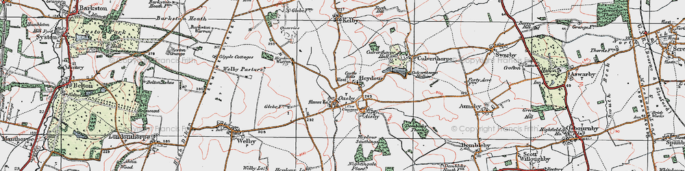 Old map of Oasby in 1922