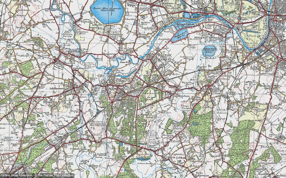 Old Map of Oatlands Park, 1920 in 1920