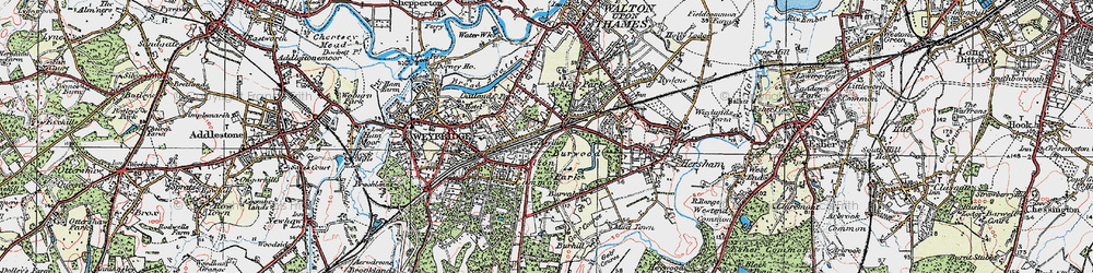 Old map of Oatlands Park in 1920