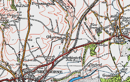Old map of Oborne in 1919