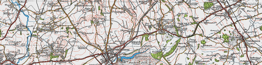 Old map of Oborne in 1919
