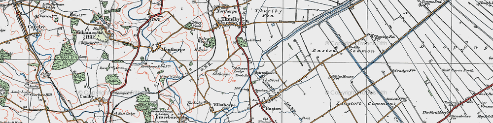 Old map of Obthorpe Lodge in 1922