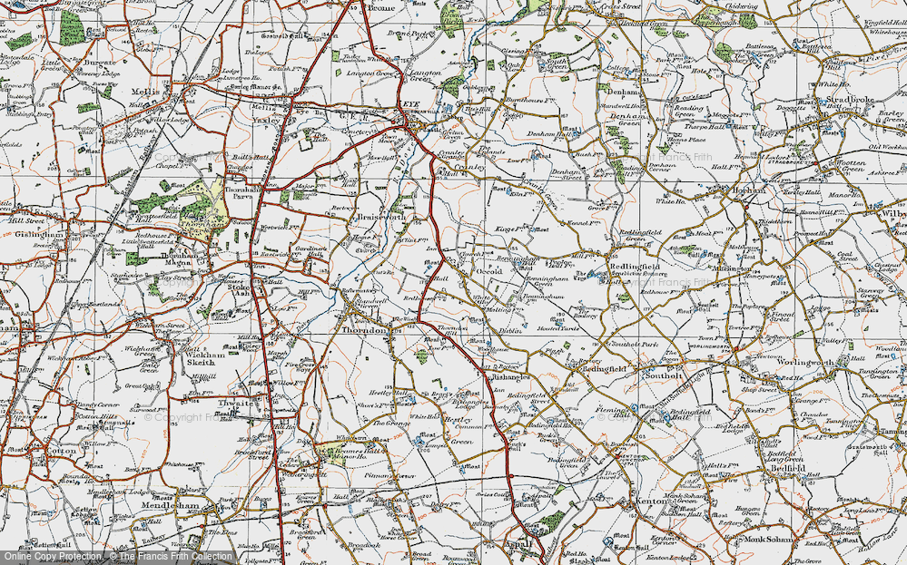 Old Map of Historic Map covering Benningham Grange in 1921