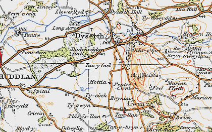 Old map of Bryn Cnewyllyn in 1922